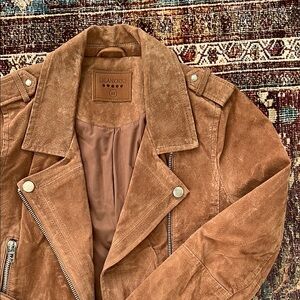 Blank NYC Tan Suede Moto Jacket with Belt